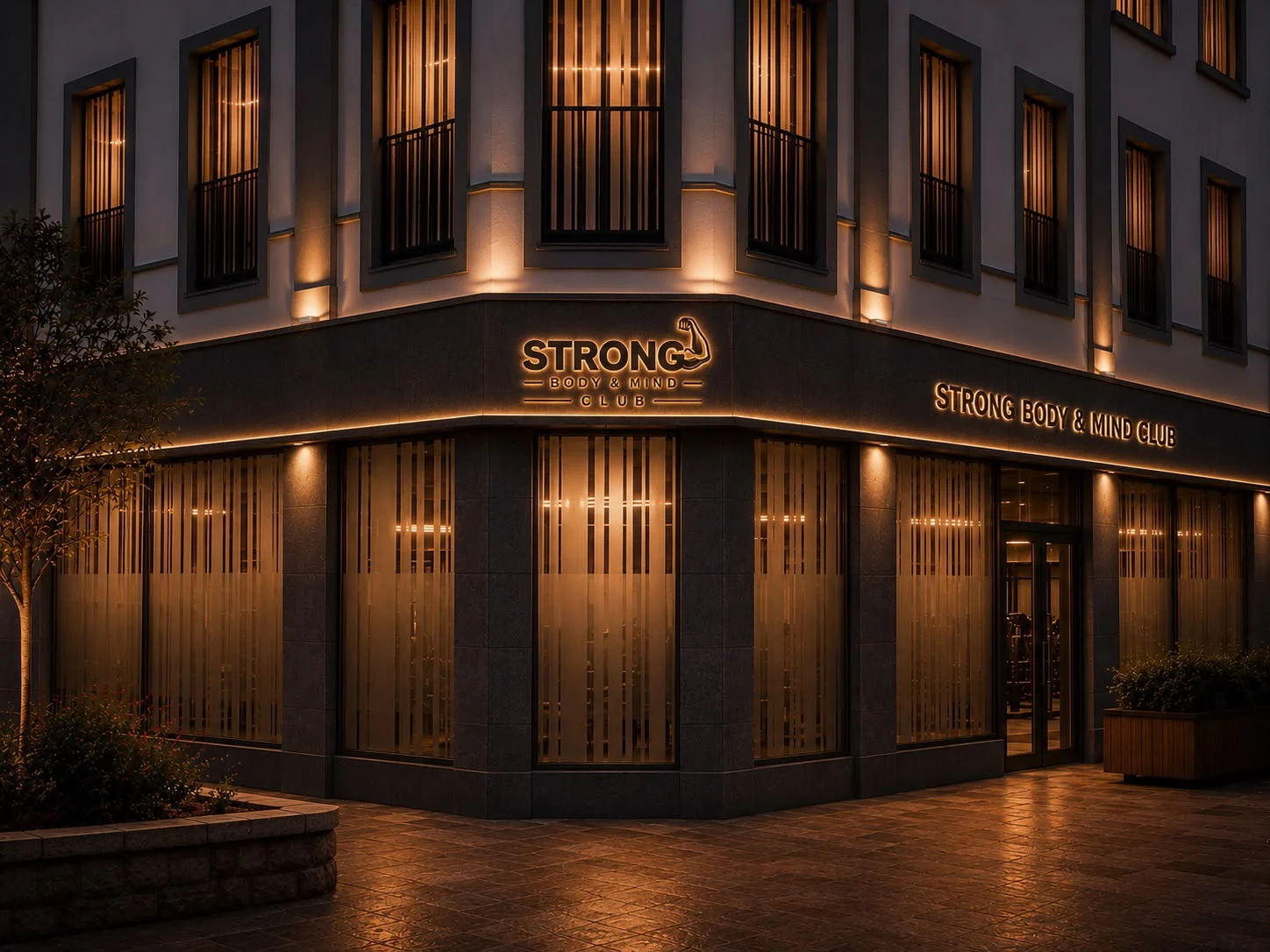 Concept visual of the lit Halkett Street frontage at night