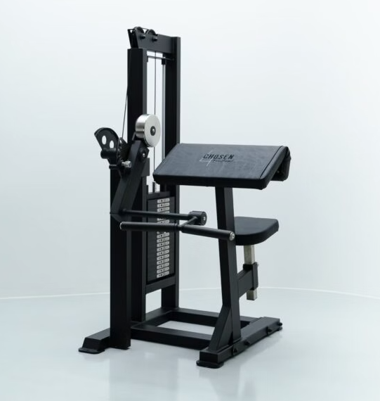 Black selectorised biceps curl machine